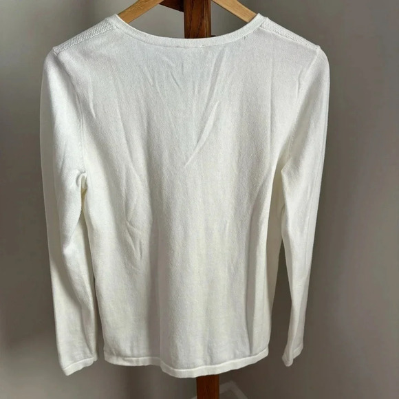 Talbots Small Off White V Neck Cotton Lightweight Sweater - Picture 5 of 6